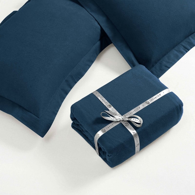 Superior Classic Solid Flannel Cotton Duvet Cover Set