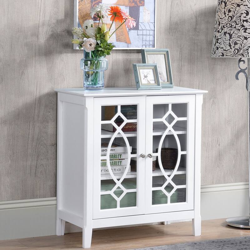 Sideboard Buffet Cabinet, Kitchen Storage Cabinet, Double Glass Door Accent Cabinet with Adjustable Shelves