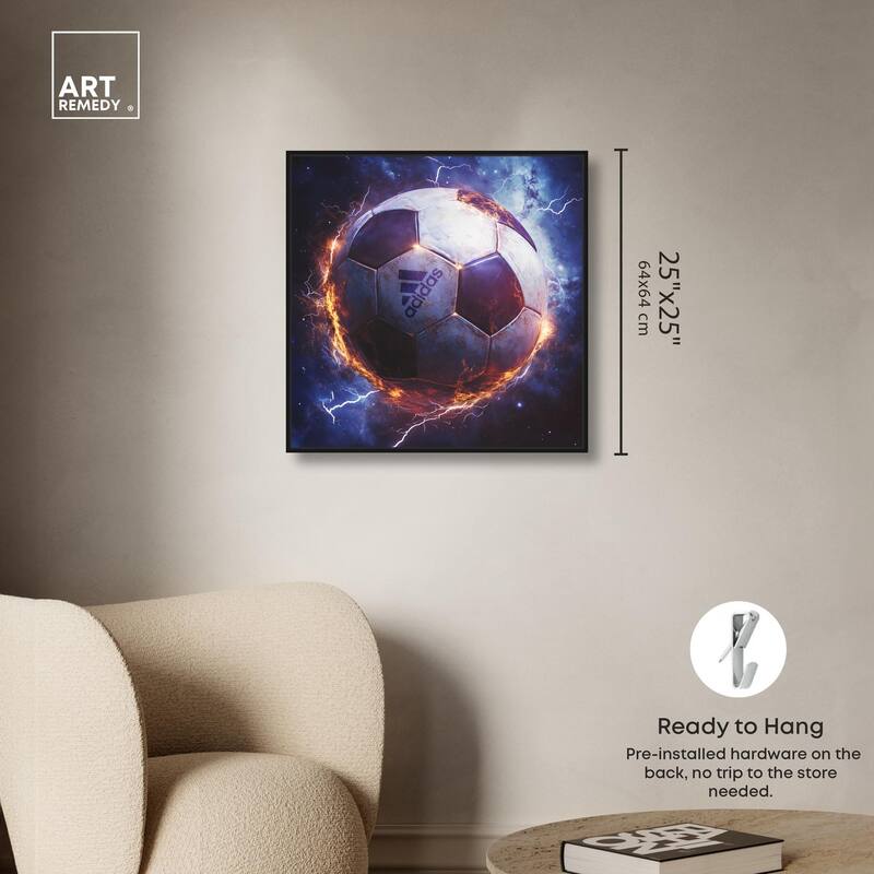 Electrify Soccer Ball Canvas by Art Remedy