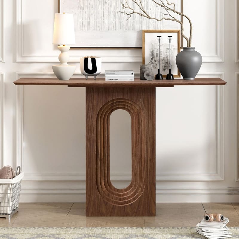 Modern 47" Narrow Console Table for Living Room Entryway Use - Walnut