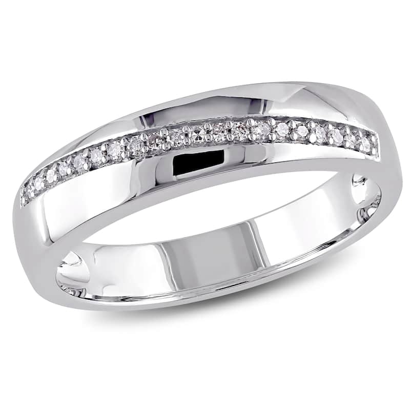 Miadora Men's Sterling Silver 1/10ct TDW Diamond Wedding Band