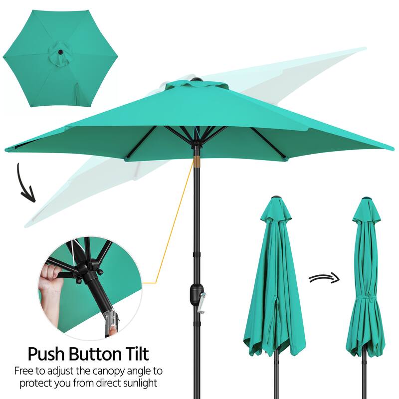 Yaheetech 9ft Patio Umbrella 8 Ribs with Push Button Tilt and Crank for Garden, Beach