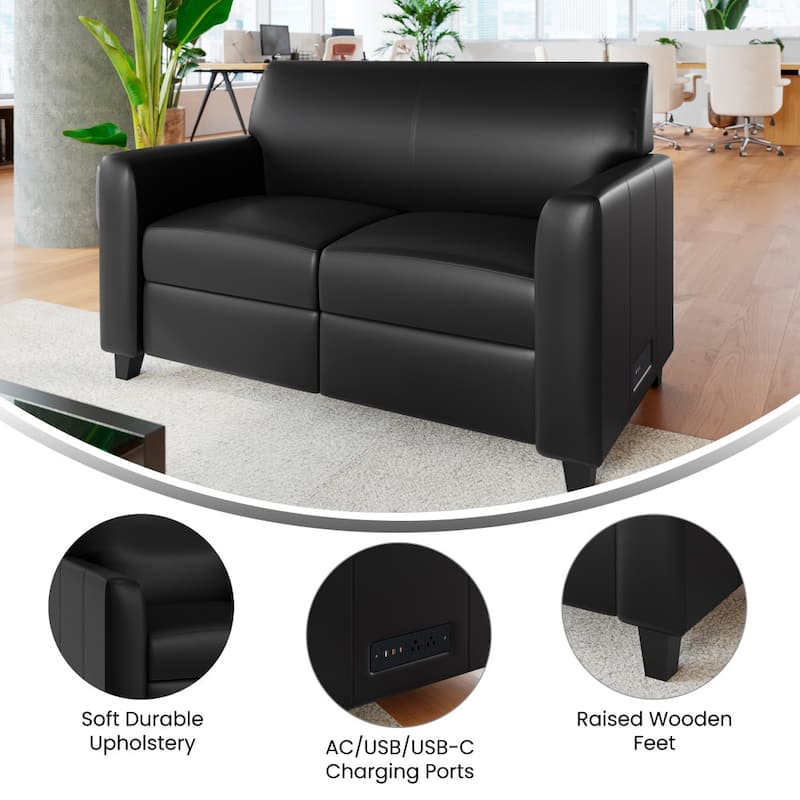 Upholstered Loveseat with Charging Station - 30"D x 52.5"W x 33.25"H