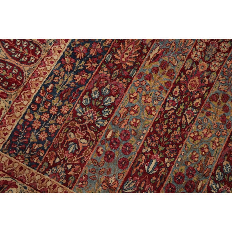 Hand Knotted Oriental 100% Wool Carpet Traditional Floral Navy Blue & Blues Kerman Area Rug - 6' 0'' X 4' 8''
