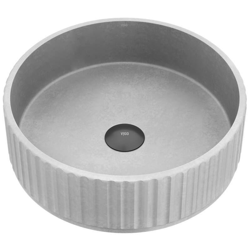 VIGO Windsor 16"L x 16"W x 5"H Concreto Stone Round Bathroom Vessel Sink