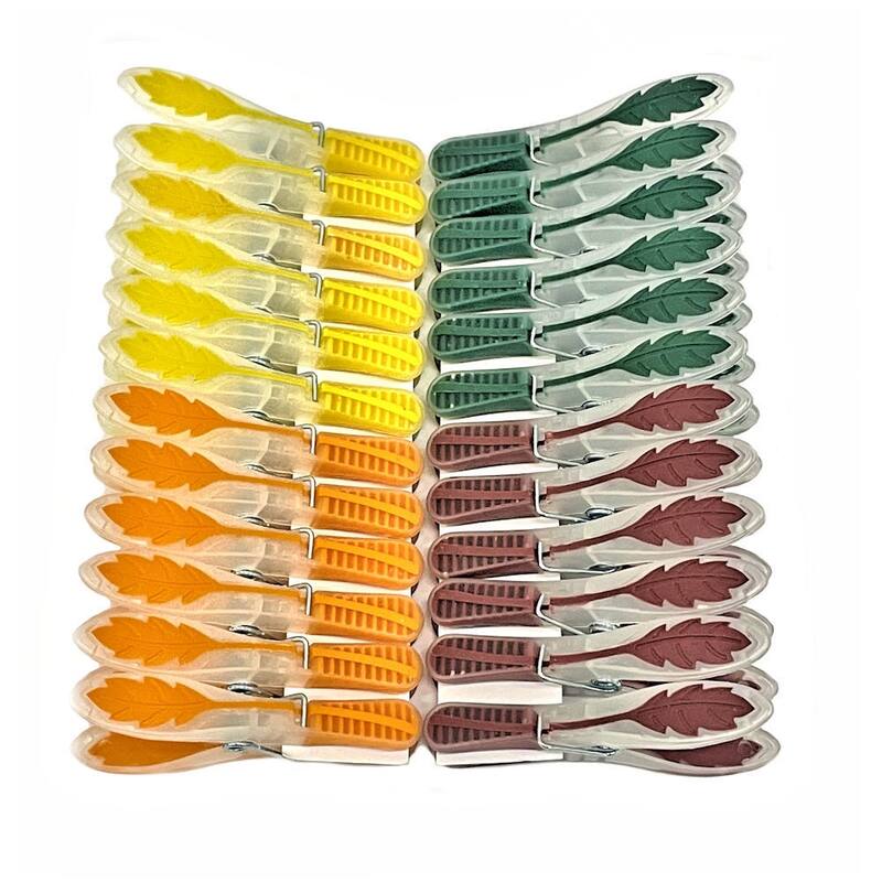 24Pack Fall Leaf Themed Plastic Clothespins with NonSlip Grips Bed