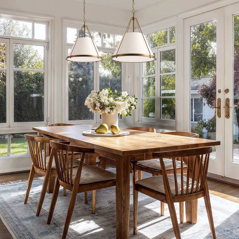 Draven Modern Pendant Light - Metal, Fabric & Gold, Matte Black Light Fixture For Modern, Contemporary, Minimalist Room Decor