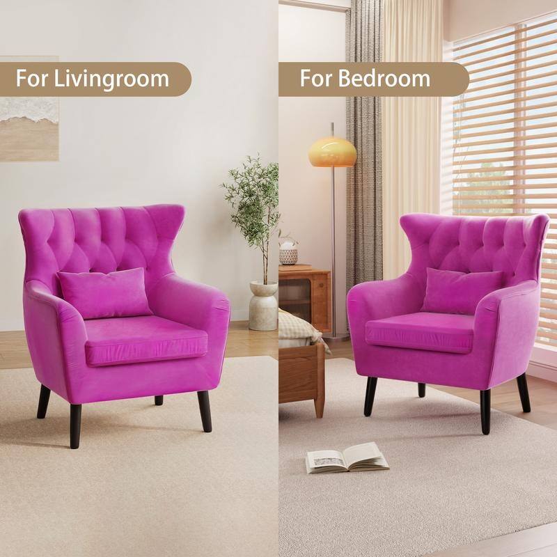 Velvet Metal Legs Tuft Loveseat Two Accent Chairs