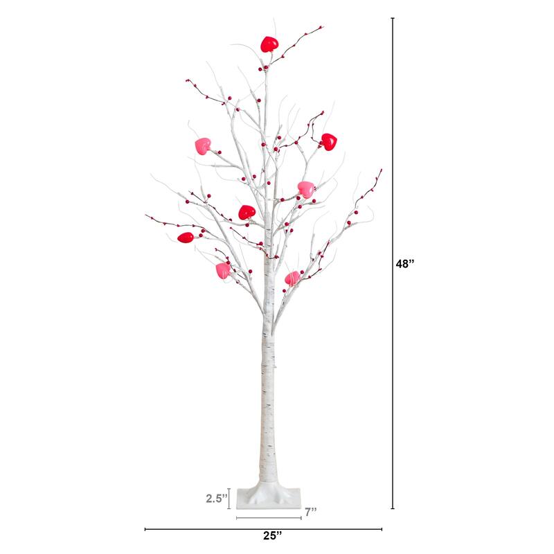 4-ft Pre-Lit Valentine's Day Twig Tree with 48 Heart Shaped LED Lights