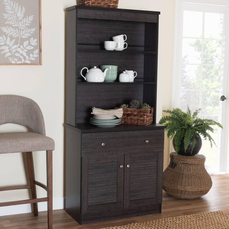 Traditional Dark Brown Wood Kitchen Storage by Baxton Studio