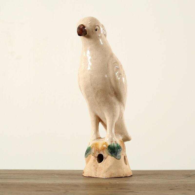 High Creamy White Glazed Parrot