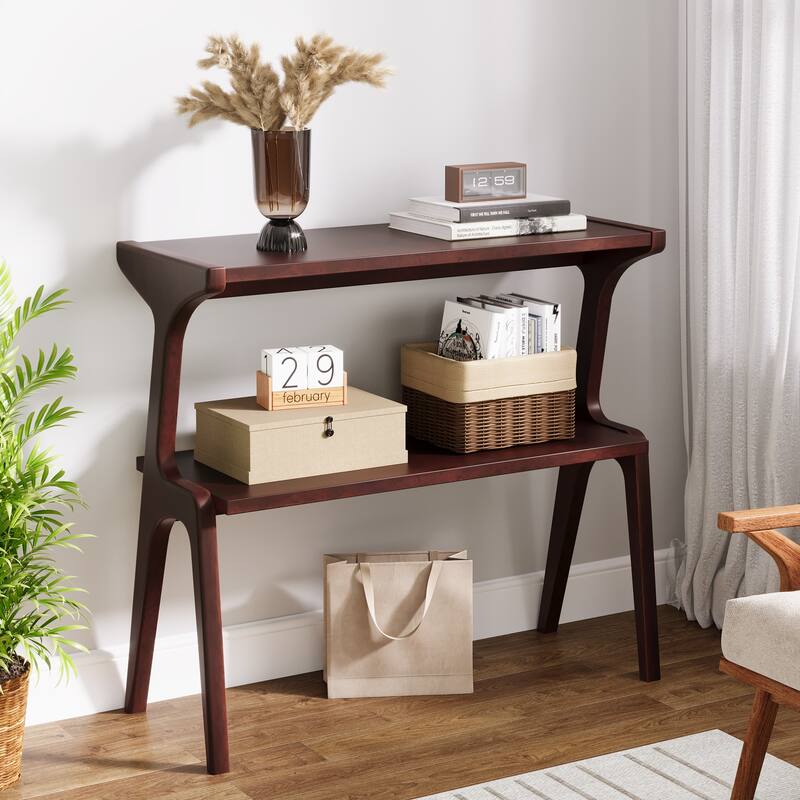 Narrow End Table for Living Room, 2-Tier Slim Sofa Side Table