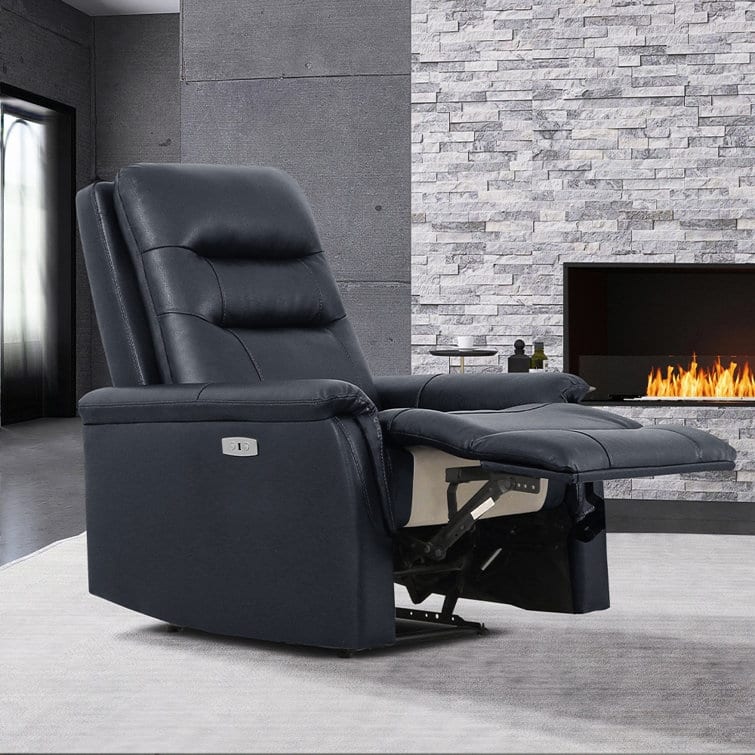 DENOSEN Modern Faux Leather Power Recliner Chair with USB Ports - DARK BLUE