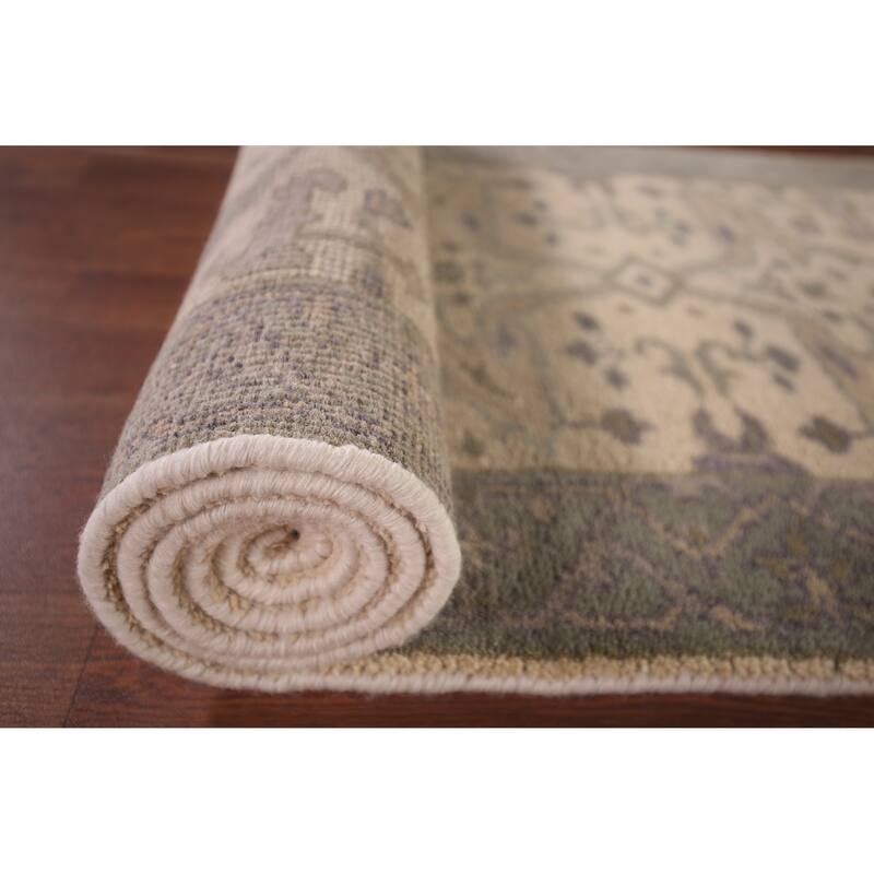Earth Tone Oushak Oriental Runner Rug Handmade Wool Carpet - 2'7"x 7'11"
