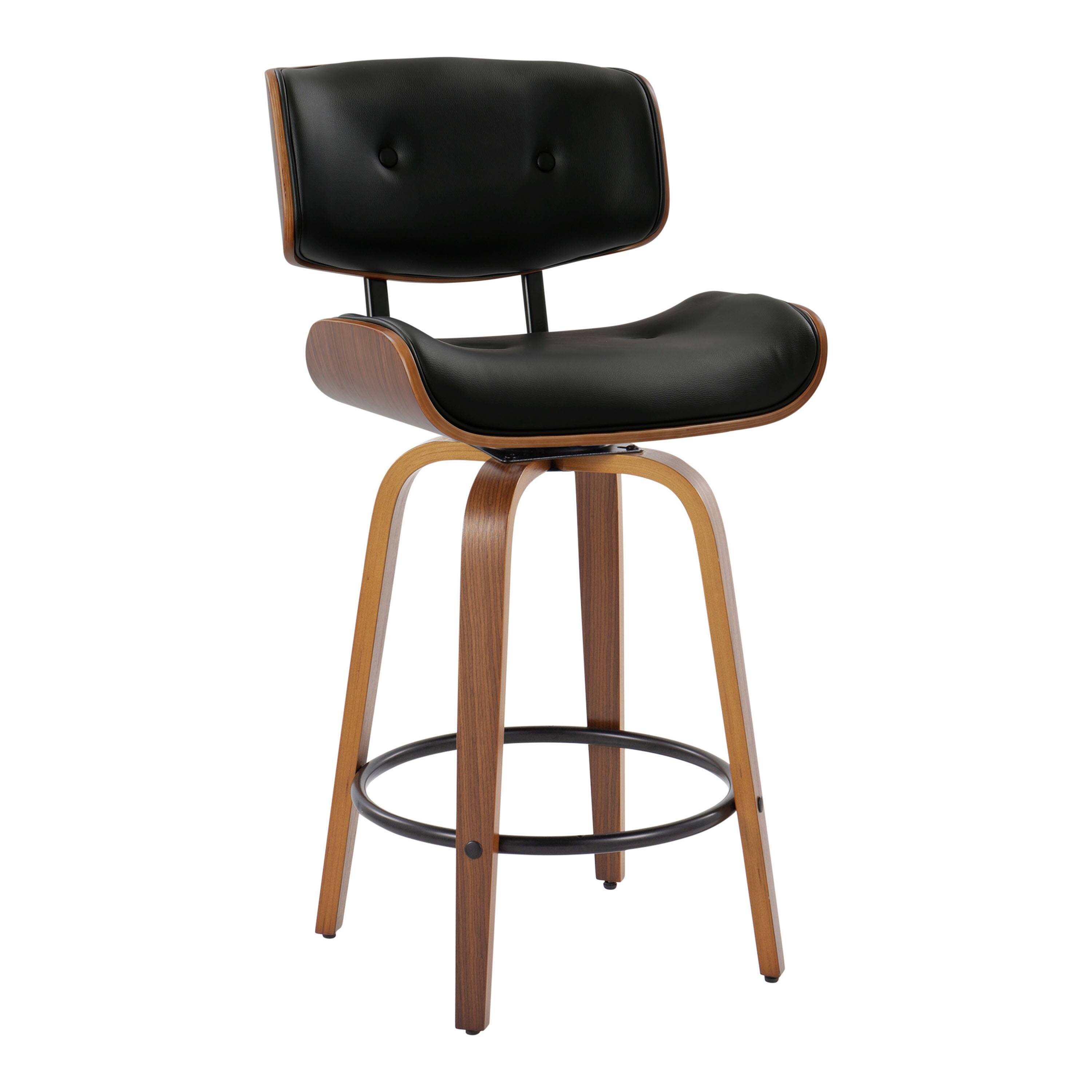 Option Black Faux Leather/Walnut/Black Metal