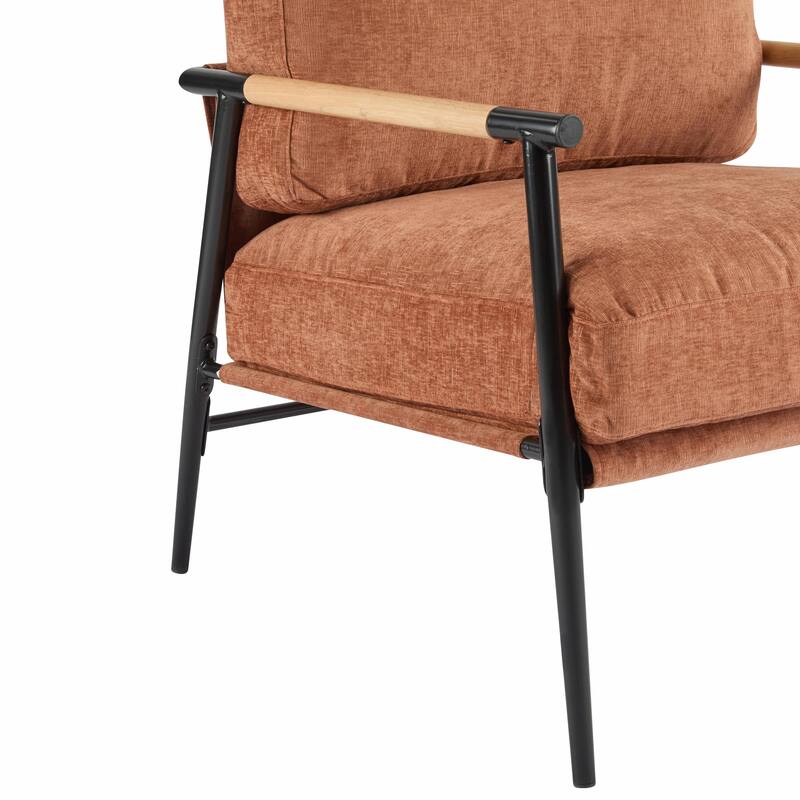 Minimalist Armchair - Soft Cushions, Wood/Metal Design, Compact