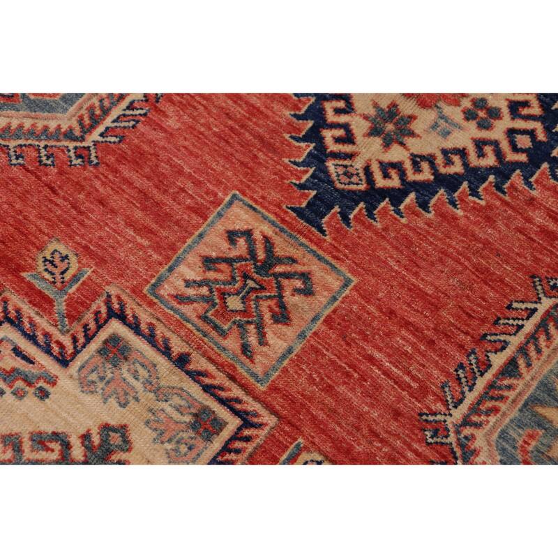 Rustic Super Kazak Cairo Rust/Beige Hand Knotted Wool Rug - 5'4'' x 7'7''