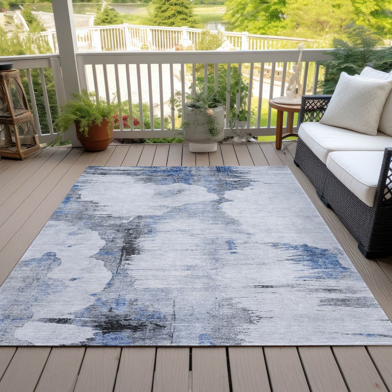 Machine Washable Indoor/ Outdoor Chantille Abstract Cloud Rug