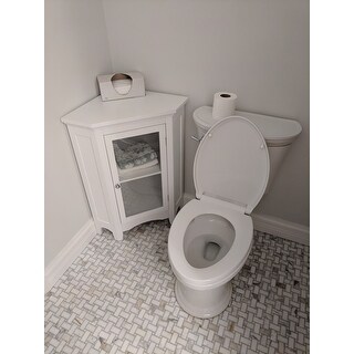 Classique White Corner Floor Cabinet by Elegant Home Fashions