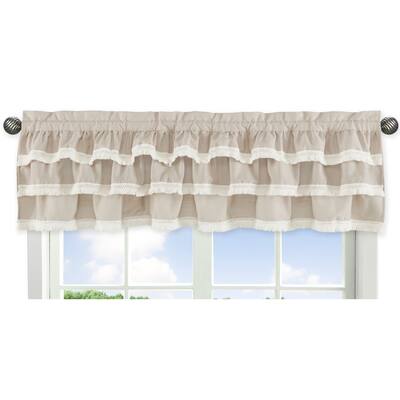 Boho Bohemian Window Curtain Valance - Solid Taupe Beige Ivory Cream Off White Linen Farmhouse Shabby Chic Ruffle Neutral Unisex