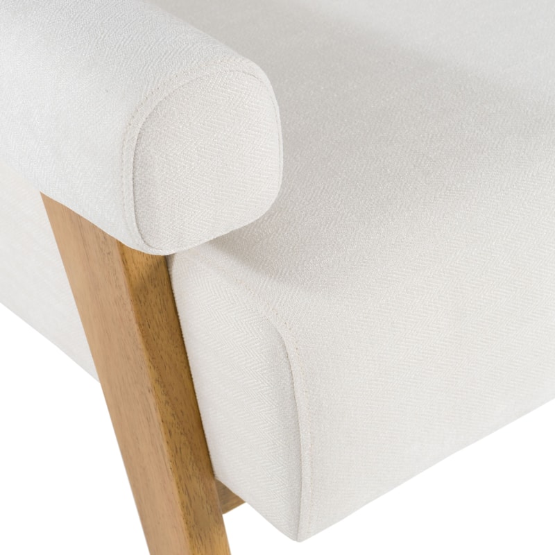 Modrest Cynthia Modern White Fabric & Wood Accent Chair