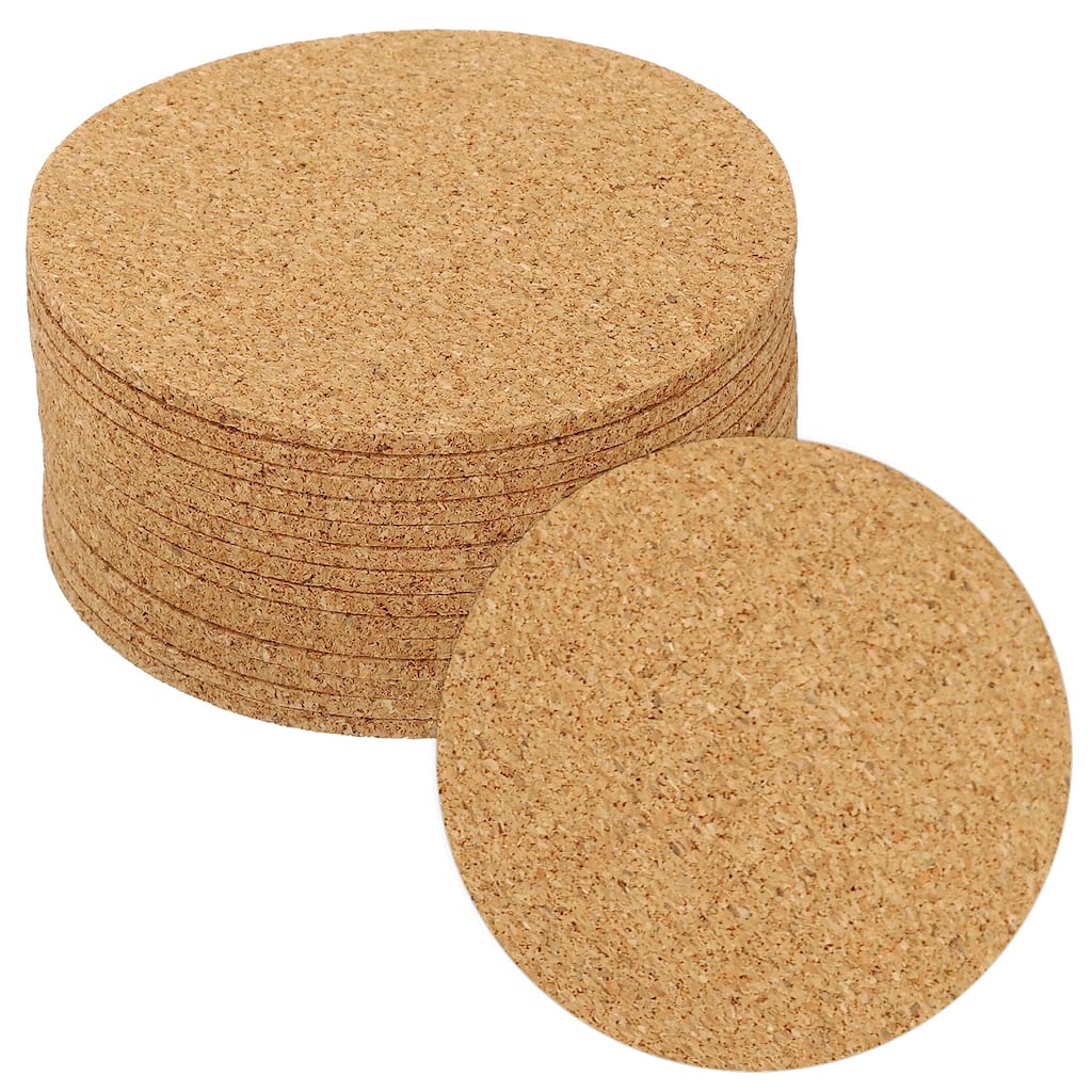 Cork Coasters, 14pcs Round Cork Mats Cork Backing Sheets - Wood Color