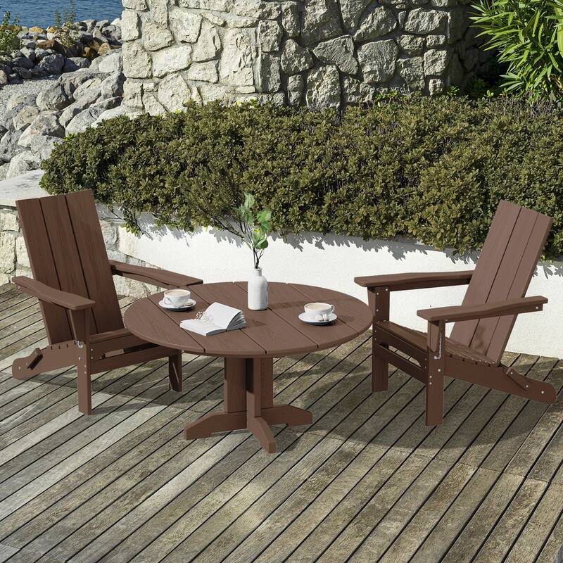 HDPE Patio Outdoor Round Coffee Table, X-shaped Leg