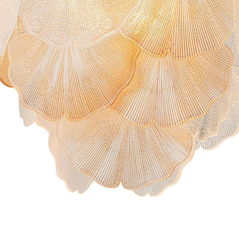 Classic 10-Light Colored Glass Gold Ginkgo Round Chandelier - 22in
