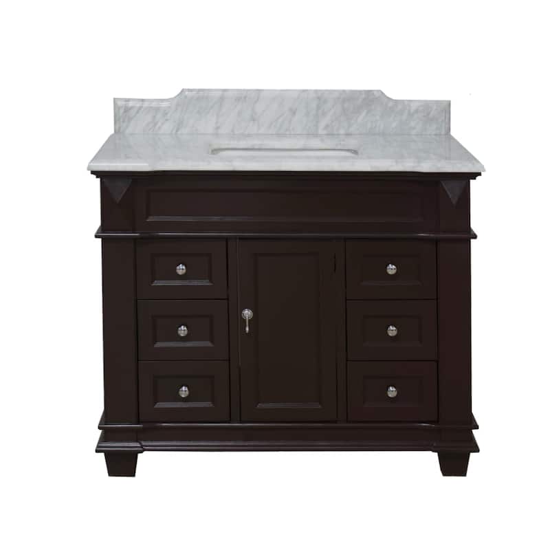 KitchenBathCollection Elizabeth 42" Bathroom Vanity with Carrara Marble Top