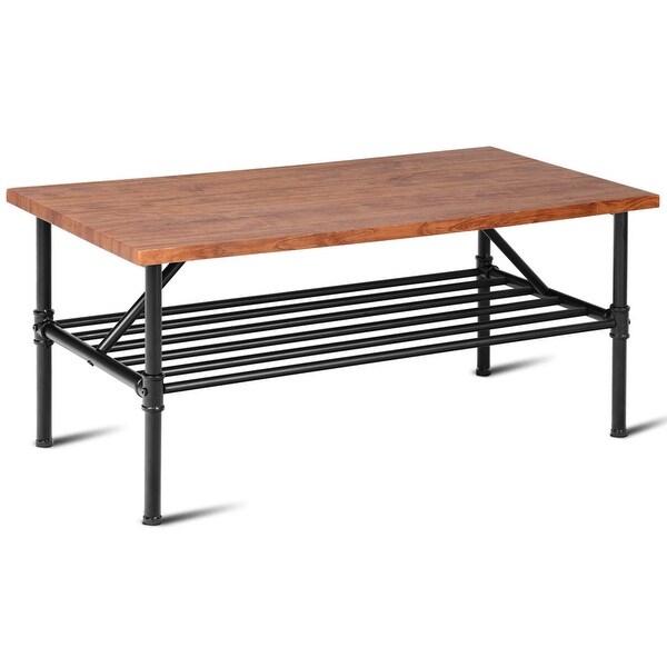 Costway 2-Tier Cocktail Coffee Table Living Room Furniture ...