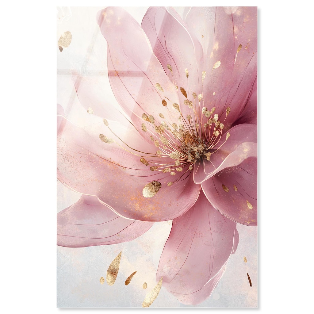 Pink and Gold Bloom Acrylic by Art Remedy, Ready to Hang
