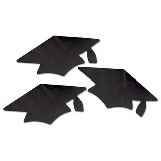 Shop Pack Of 18 Black Metallic Graduation Cap Grad Party Cutout