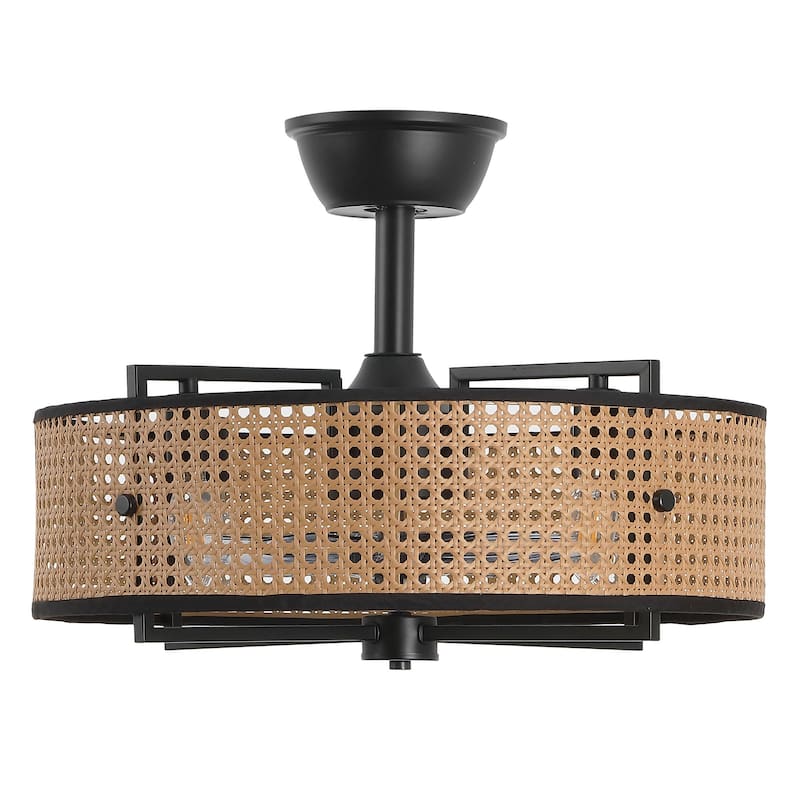 GetLedel 18-in Rattan Caged Ceiling Fan with Light and Remote