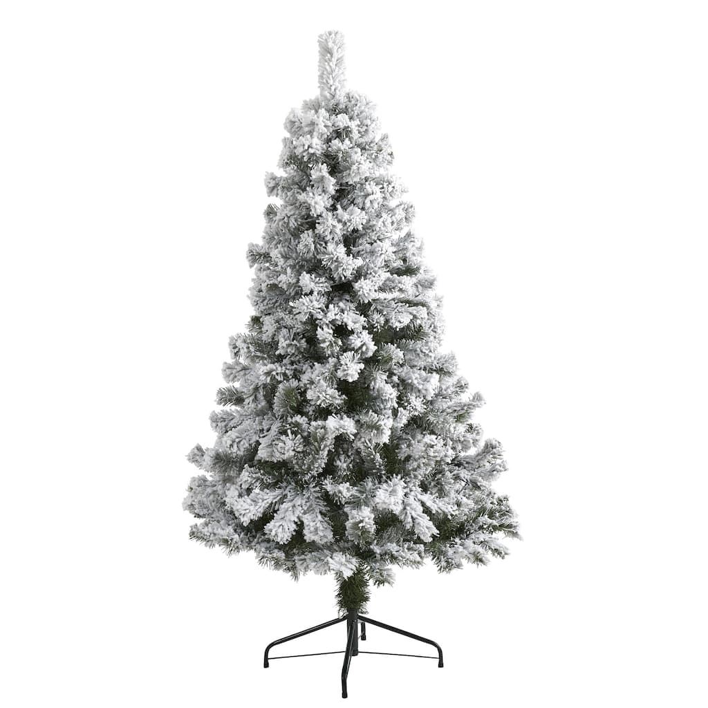 5' West Virginia Fir Flocked Artificial Christmas Tree, Unlit - 5 Foot