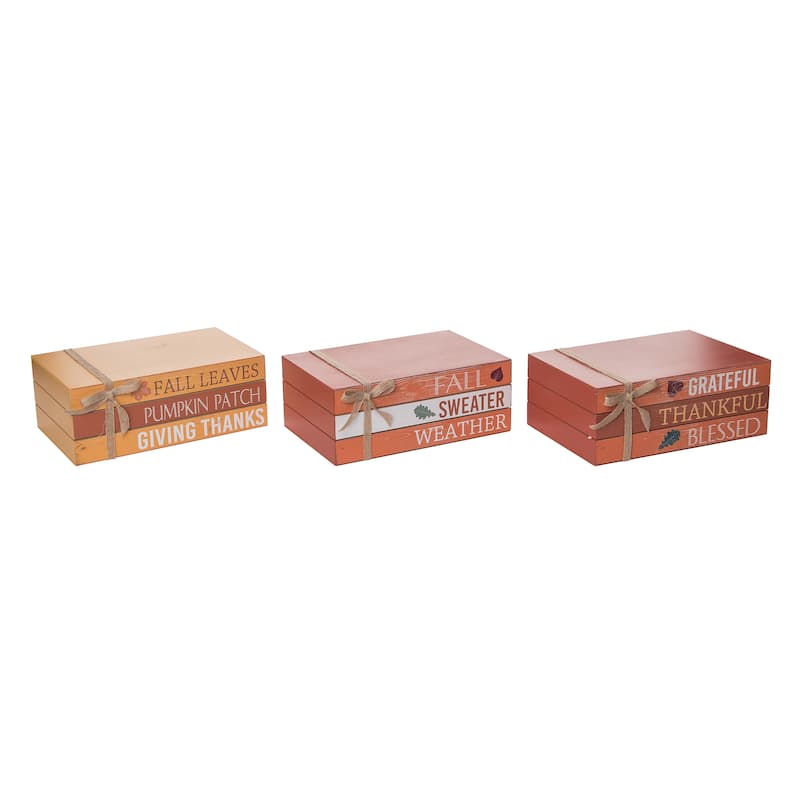 Transpac MDF Harvest Book Stack Set of 3 Fall/Harvest Home Decorations