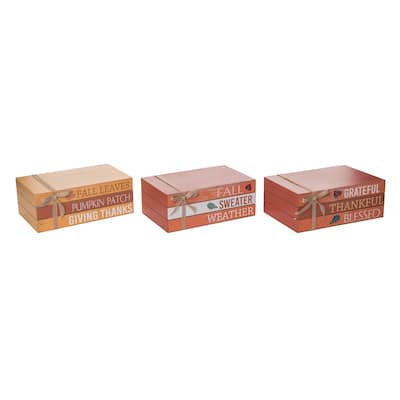 Transpac MDF Harvest Book Stack Set of 3 Fall/Harvest Home Decorations
