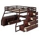 preview thumbnail 34 of 38, Full Size Wood Loft Bed Frame with 7 Drawers, 2 Shelves, Desk
