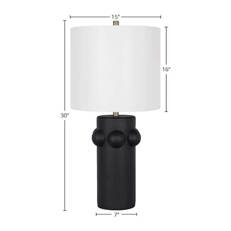 Polyresin 30" Table Lamp with Linen Shade, Black (Set of 2)