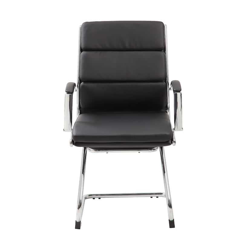 Kim Executive Guest Chair with Metal Chrome Cantilever Base, Black Vinyl