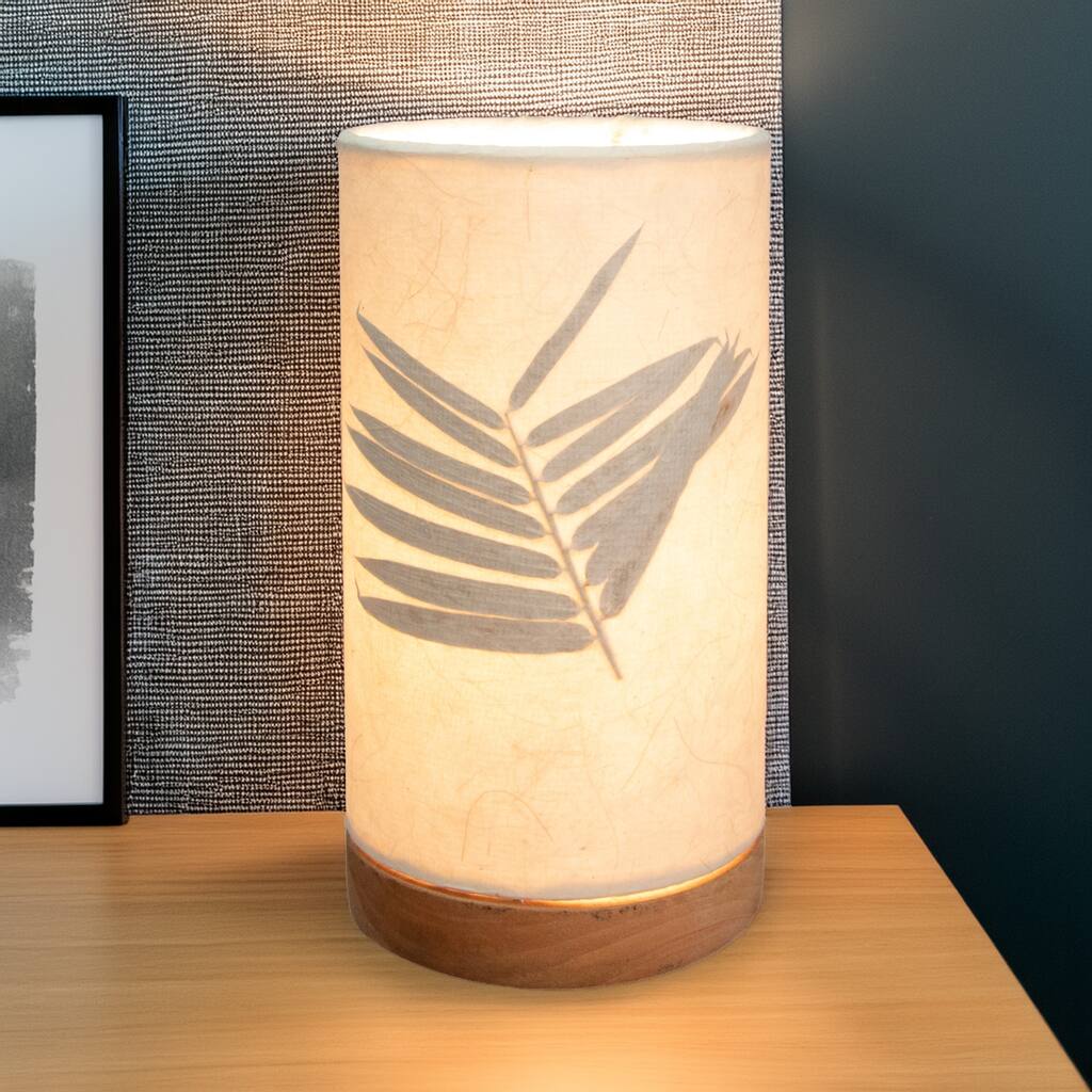 Eangee Handmade Mini Paper Cylinder Table Lamp, Handmade Paper Shade, Bamboo, 5 x 5 x 9 in.