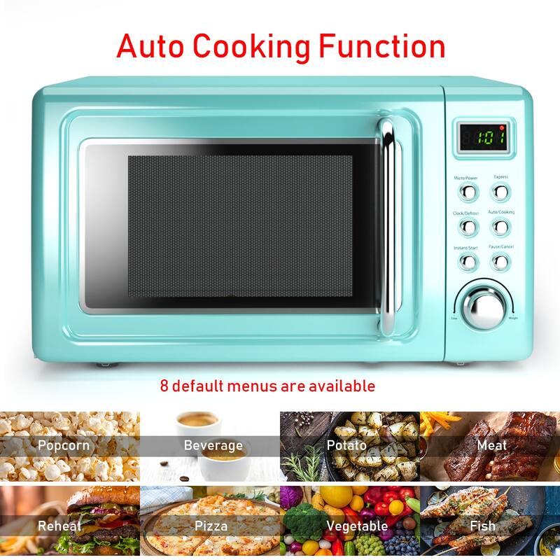 Costway 0.7Cu.ft Retro Countertop Microwave Oven 700W LED Display