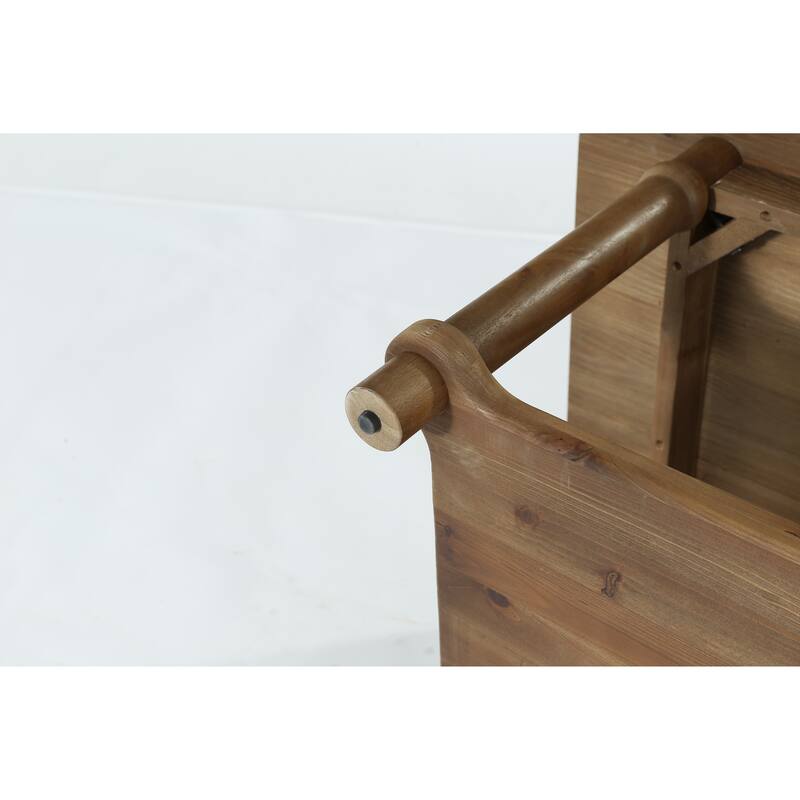 47" Rectangle Coffee Table, Solid Wood Center Table with 2-Tier Storage