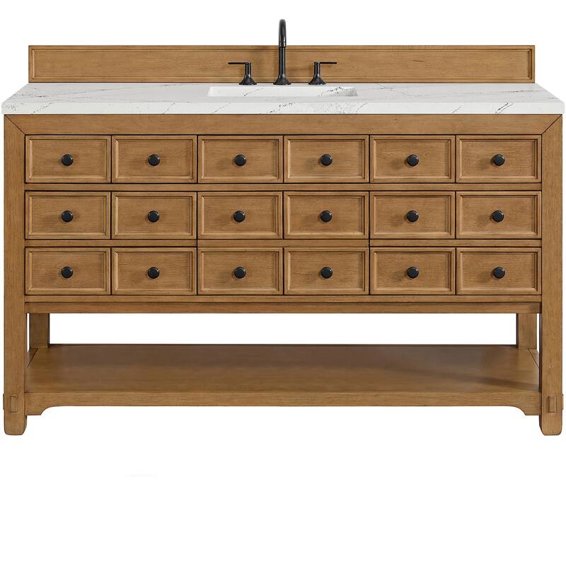 James Martin Vanities 505-V60S-FENC Malibu 60" Free Standing Single - Amber Birch - Wood Finish