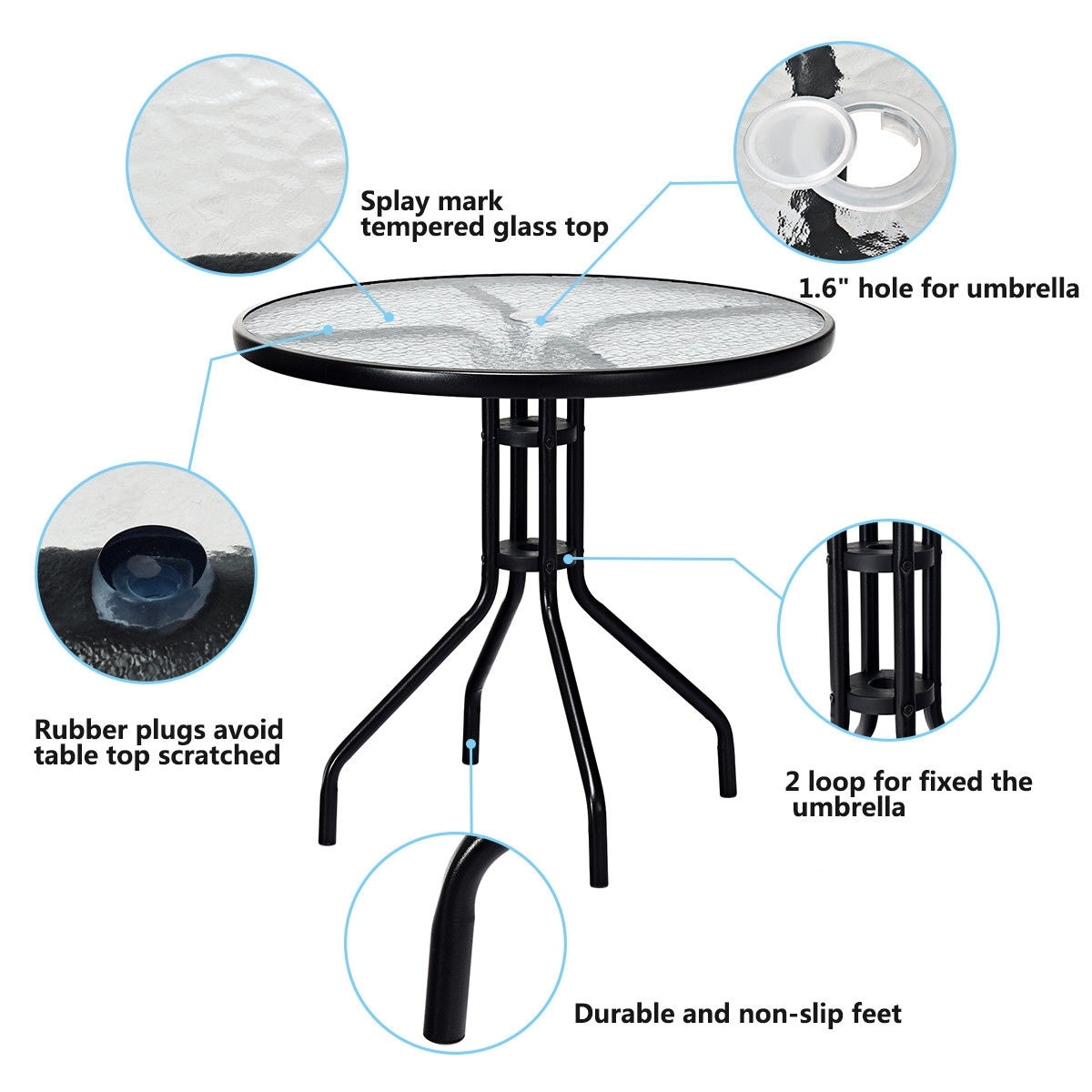 Outdoor Cafe Table And Chairs Set W Umbrella Hole White Foldable 28 Tabletop Prathipaksham In
