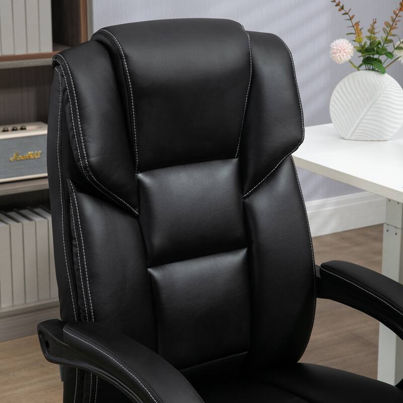Vinsetto Massage Office Chair with 6 Vibration Points, Lumbar Heated PU Leather Reclining Computer Chair with Adjustable Height