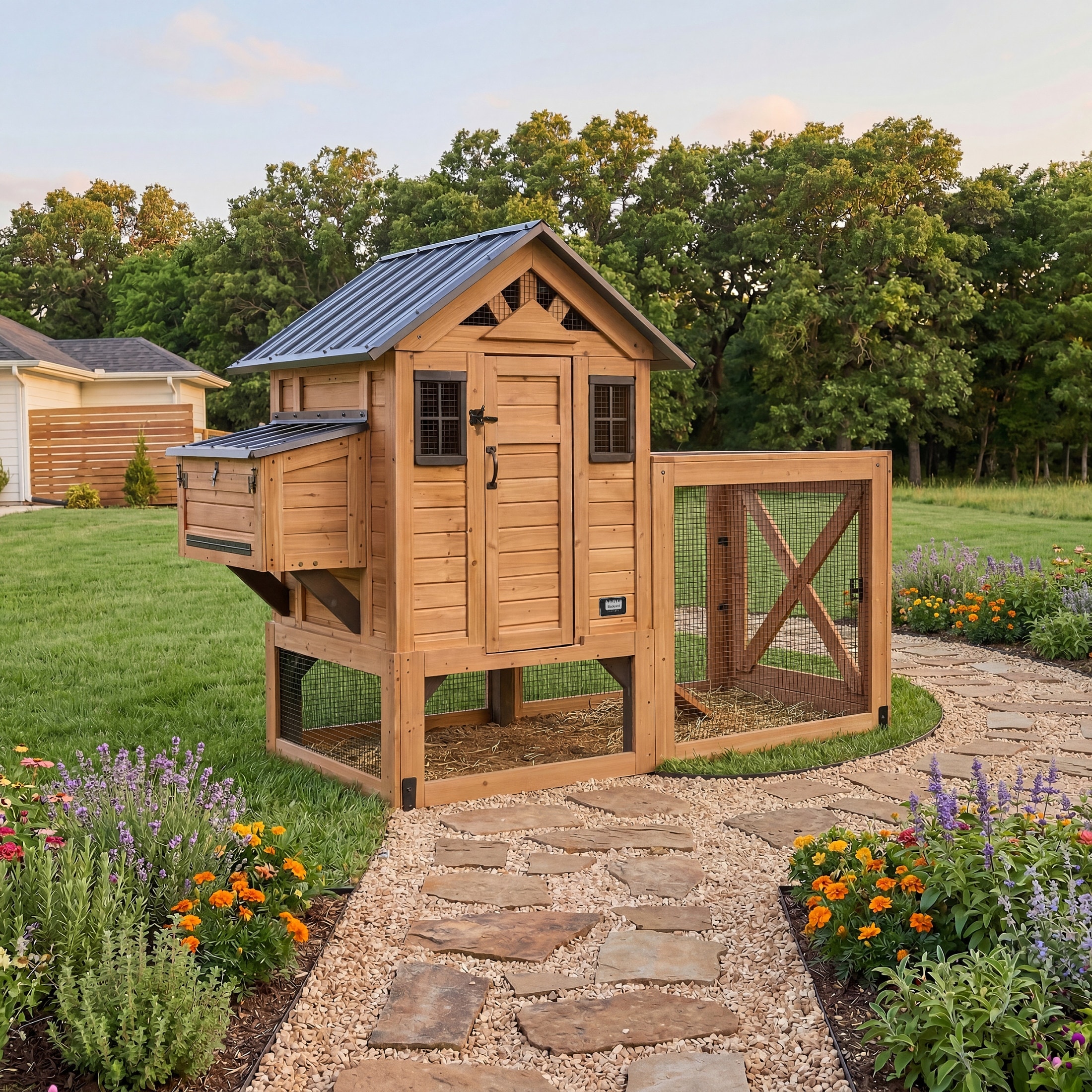Backyard Discovery Sweetwater Cedar Wooden Chicken Coop, 4-6 Chickens