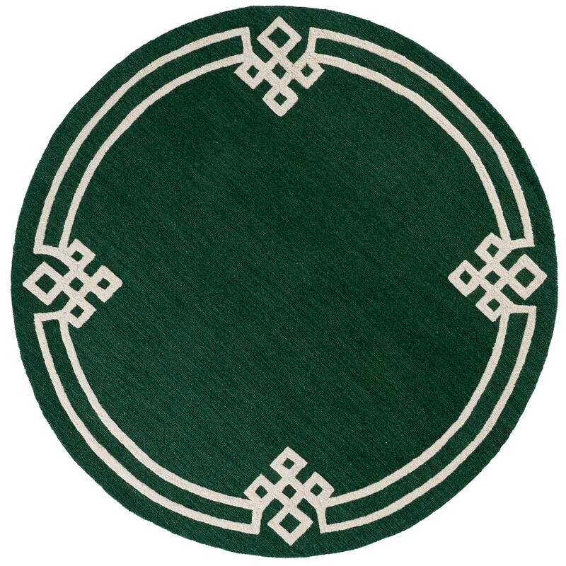 Martha Stewart by SAFAVIEH Handmade Fulgenzia Wool Rug - 6' Round - Green/Ivory