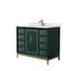 Option Green, Bronze Trim, Carrara Marble Top