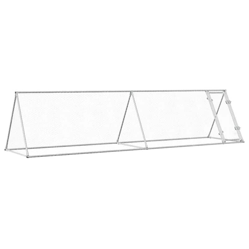 vidaXL Chicken Cage Animal House Coop Shed Backyard Silver Galvanized Steel