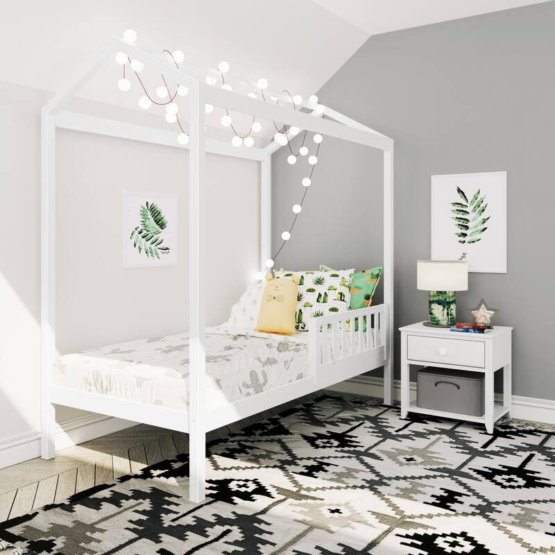 Max and Lily Twin House Bed with Guard Rail